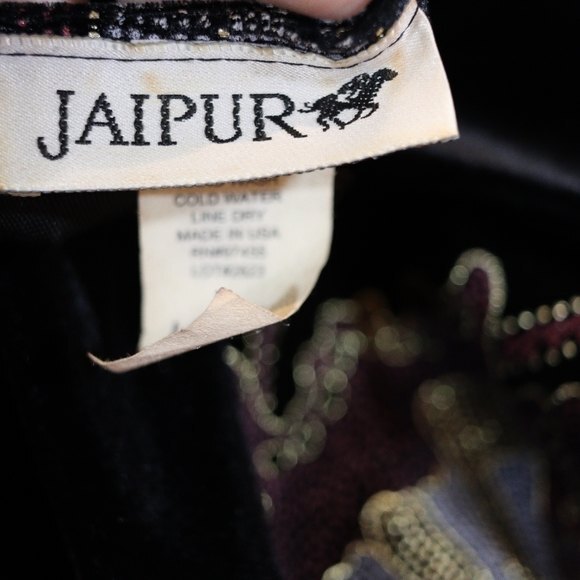 Vintage Jaipur Velour Metallic Butterfly Sparkle Long line Tunic Top LG - Picture 9 of 10